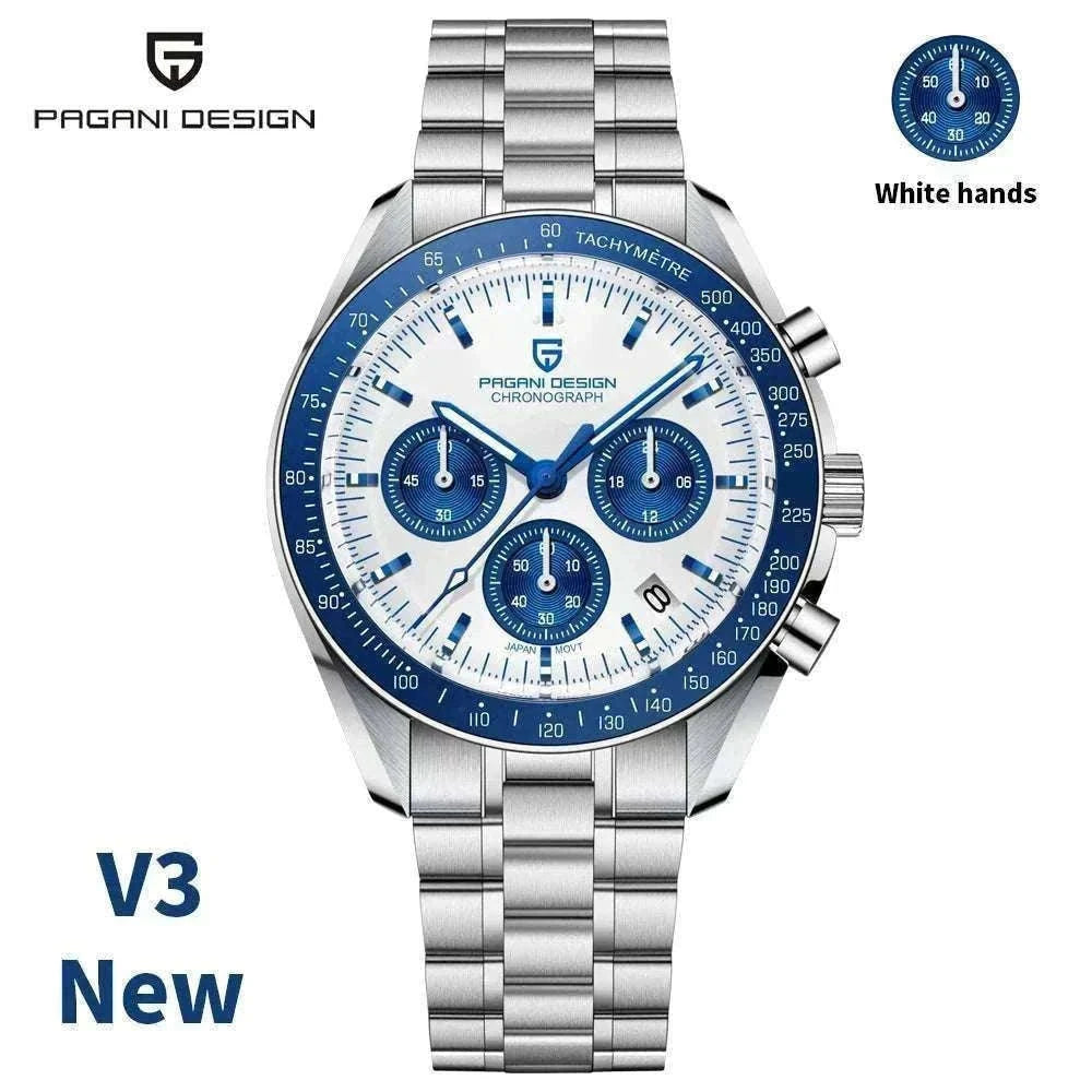 Pagani Design PD1701 Moonwatch Chronograph Steel Quartz Watch-Ice Blue / spain