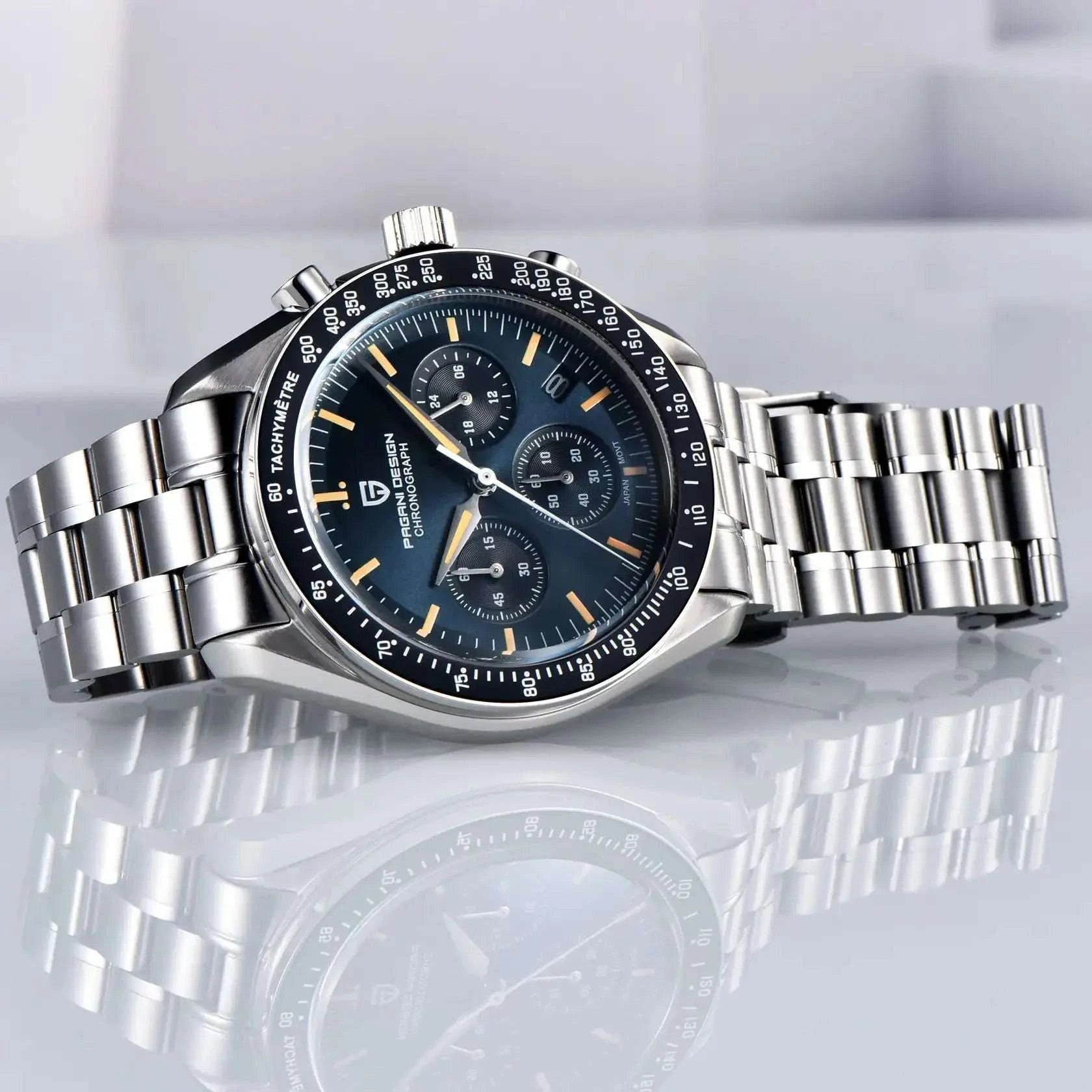 Pagani Design PD1701 Moonwatch Chronograph Steel Quartz Watch-Ice Blue / spain