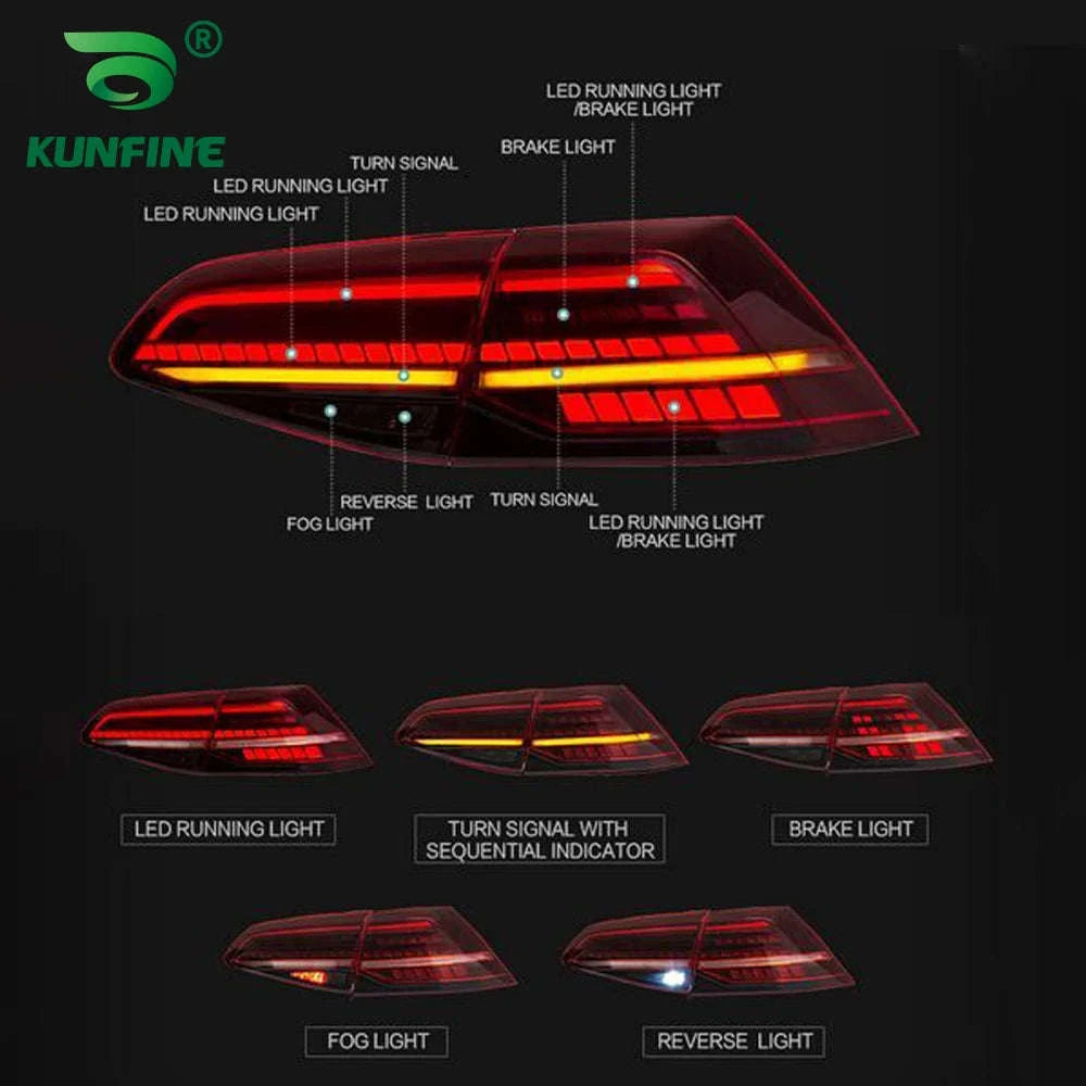Pair of LED Tail Light Assembly for VW Golf 7 / 7.5-Smoked 2PCs / france