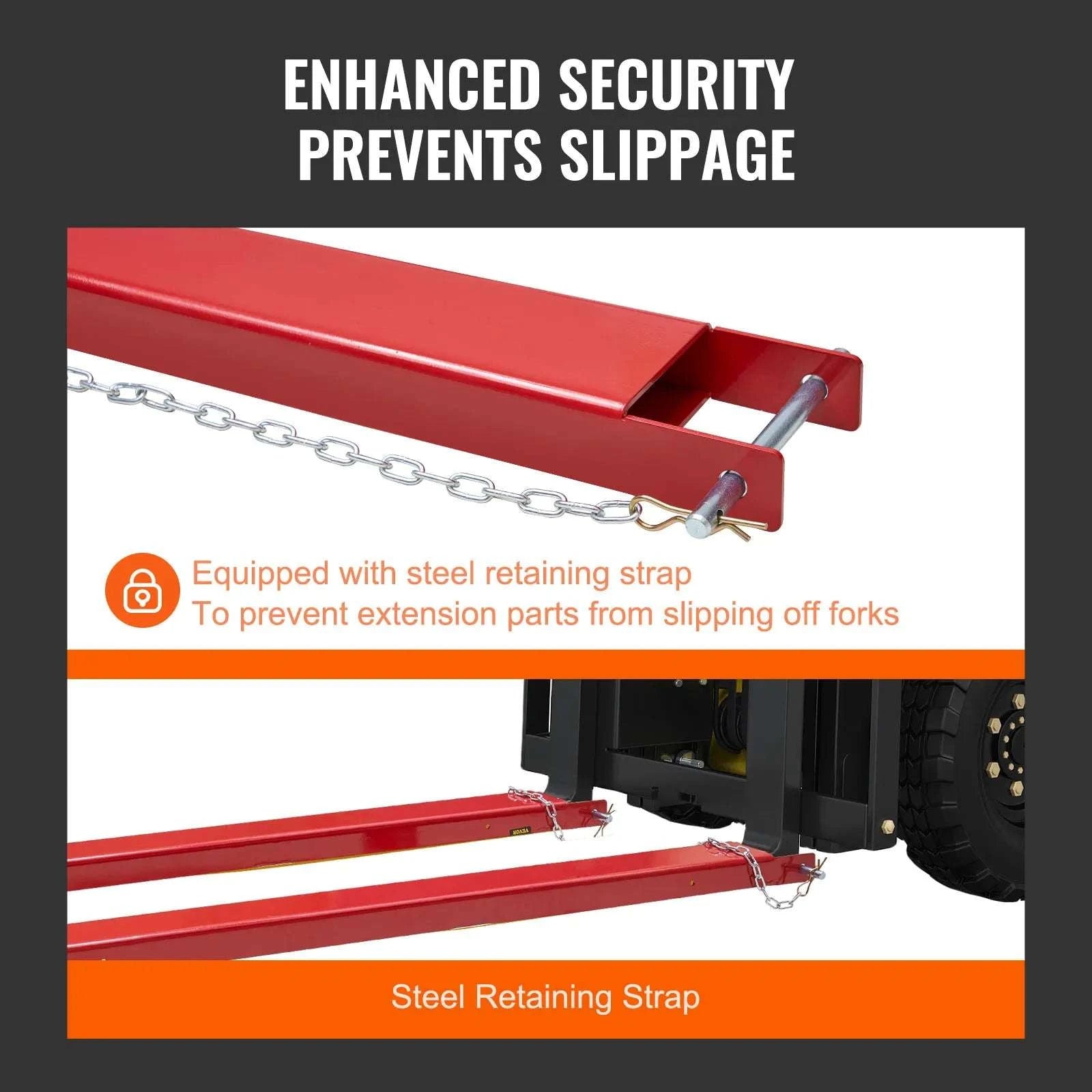 Pallet Fork Extensions 72''/82'' Steel Sleeves with Pins for Forklifts-72inch / CZECH REPUBLIC