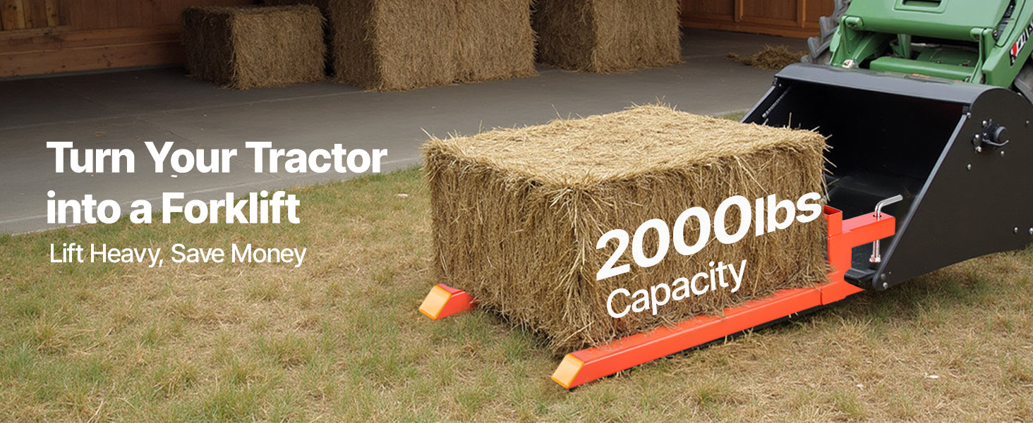 SucceBuy 2000 lb Zvedací chránič paletových vidlic s upevněním 43 in Celková délka Rychlé připevnění k traktoru Vidlice pro nese, nákladní lopata, kolový nosič skluzového jeřábu