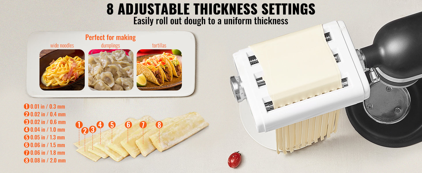 Accessoire 3-en-1 pour pâtes pour robot KitchenAid avec rouleau et coupe-pâtes