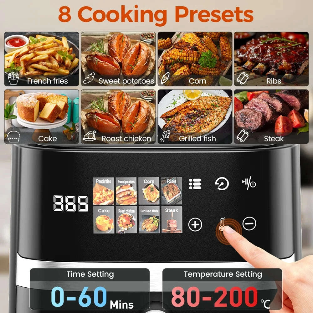 Patbrela 5.5L Air Fryer with Visible Window and Digital Touchscreen-Black / GERMANY / EU