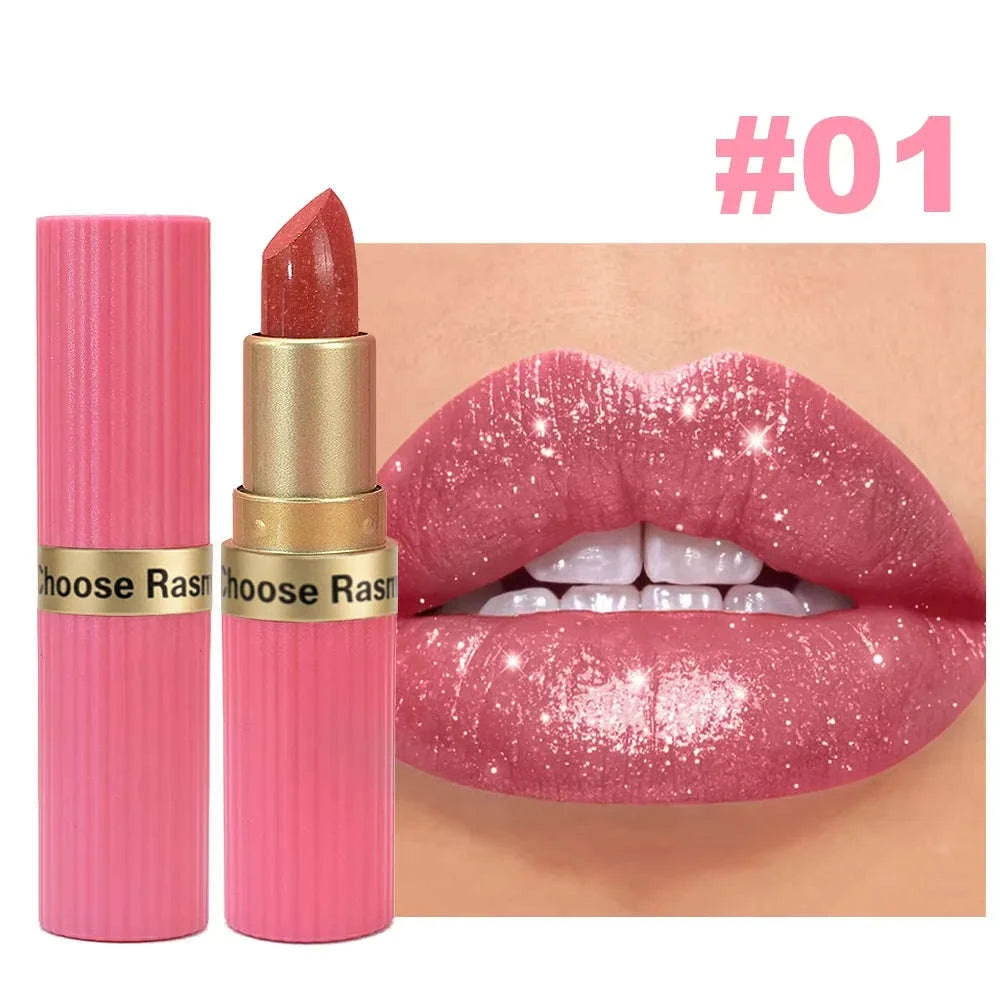 Pearlescent Pink Glitter Velvet Lipstick-SS32-06