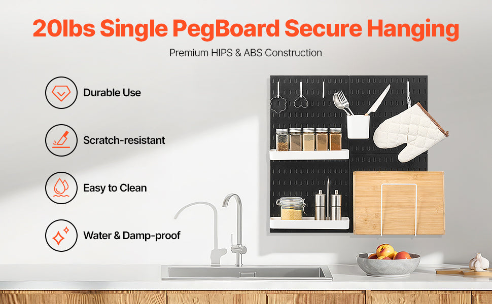 SucceBuy 4PCS 11"x11" Plastic Home Pegboard Wall Panels Decor Organizer Holder Mounting Display DIY Tool Storage for Garage