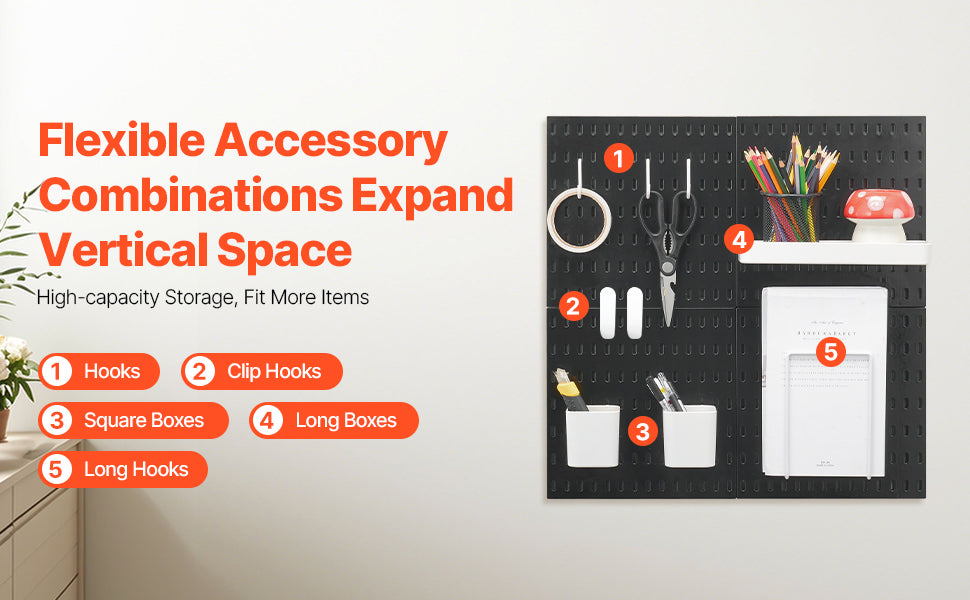 SucceBuy 4PCS 11"x11" Plastic Home Pegboard Wall Panels Decor Organizer Holder Mounting Display DIY Tool Storage for Garage