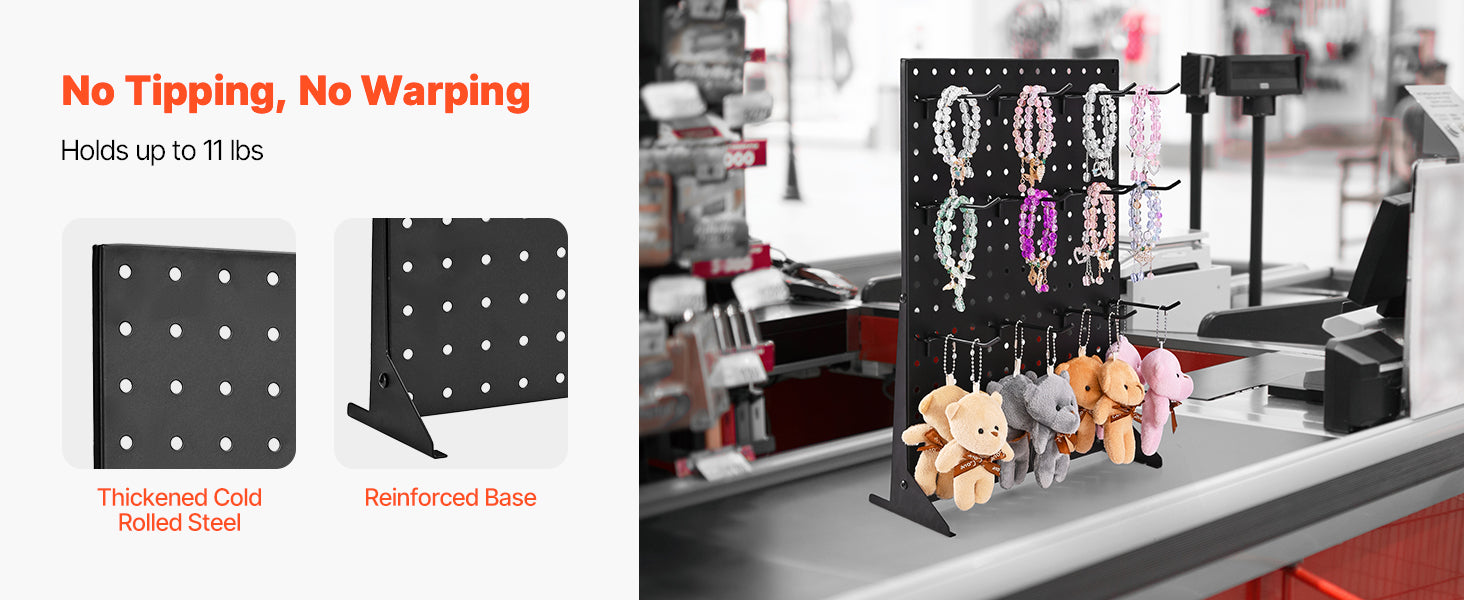 Support ROTATEUR SucceBuy - Panneau d’affichage rotatif à 4 côtés avec sélecteur en pegboard, présentoir à socles rotatifs avec 24 crochets pour magasin de bijoux et boutique de vente au détail