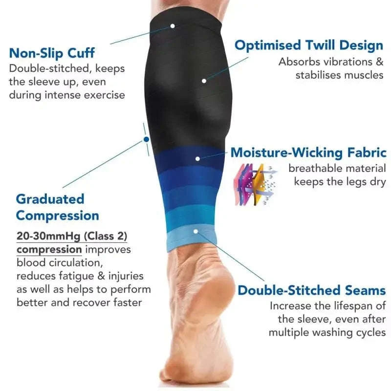 Performance Athletic Compression Calf Sleeves for Training-YS001-355-BU / One Size