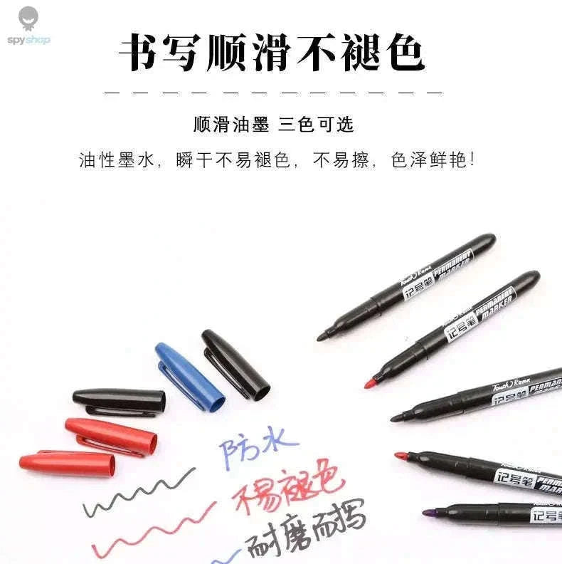 Permanent Marker Pen Set for Clean, Waterproof Lines-5 Black 5 Blue