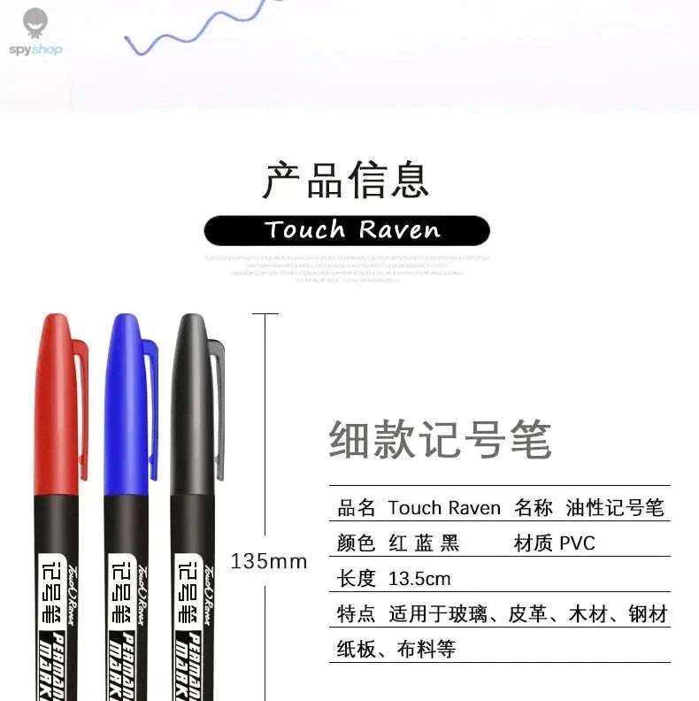 Permanent Marker Pen Set for Clean, Waterproof Lines-5 Black 5 Blue