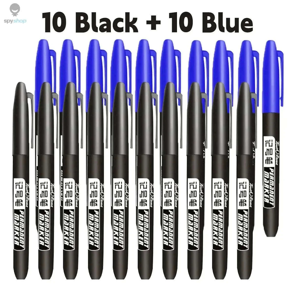 Permanent Marker Pen Set for Clean, Waterproof Lines-5 Black 5 Blue