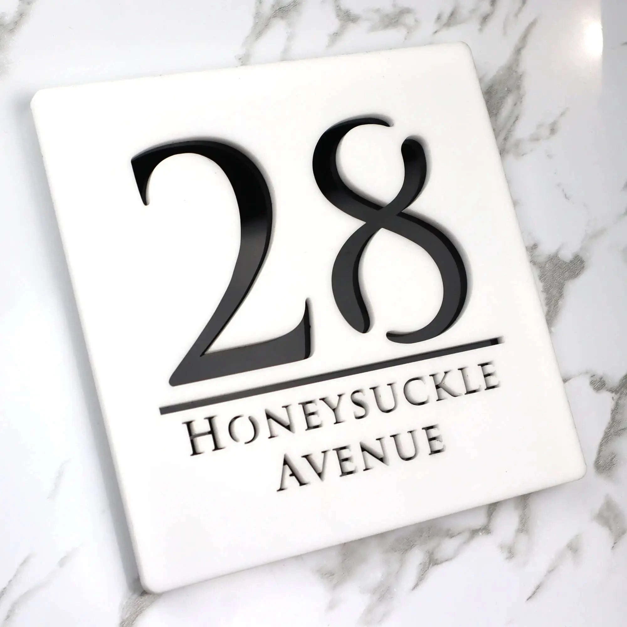 Personalized Acrylic House Number Sign-Black Black / 20X20CM