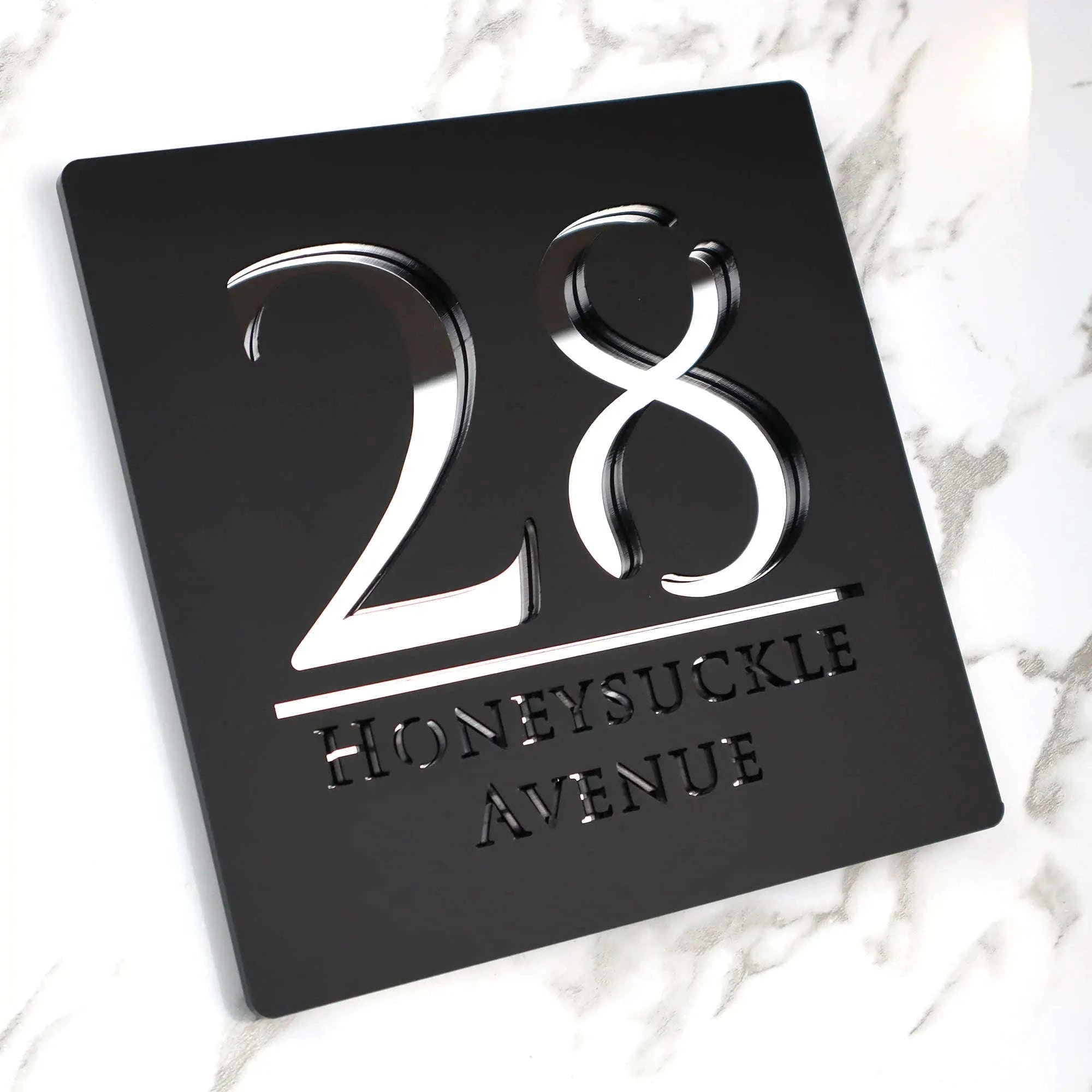 Personalized Acrylic House Number Sign-Black Black / 20X20CM