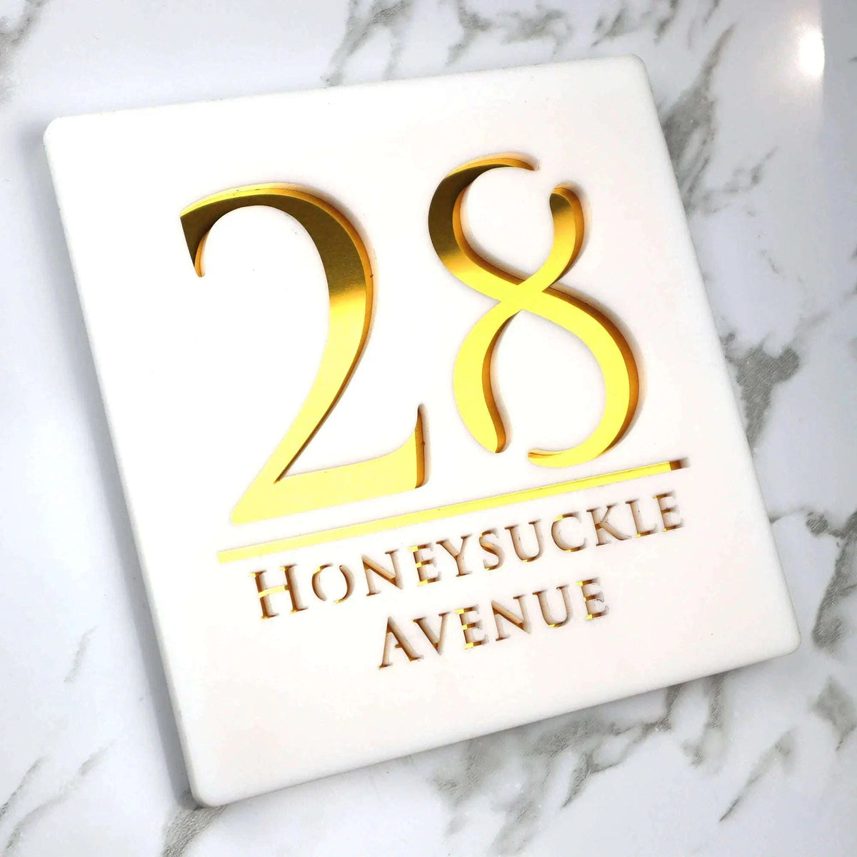 Personalized Acrylic House Number Sign with Modern Clear Design-Black Black / 20X20CM