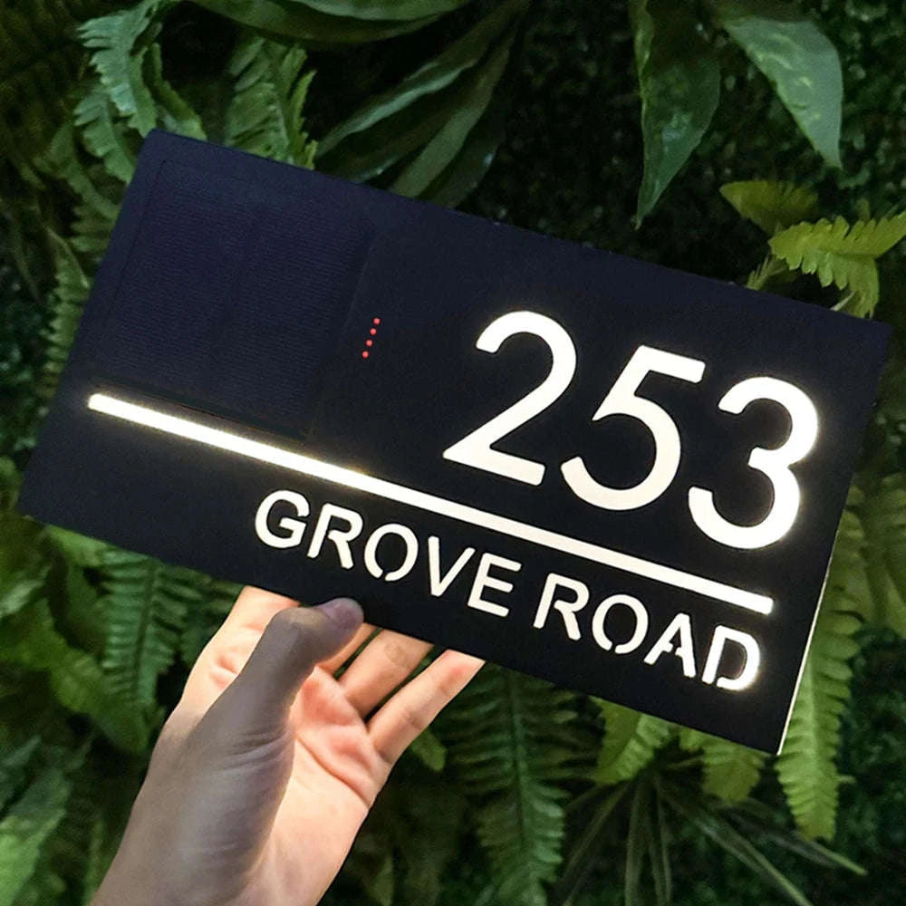 Personalized Solar LED House Number Sign-3-Color / 28x15cm(11x5.9in)