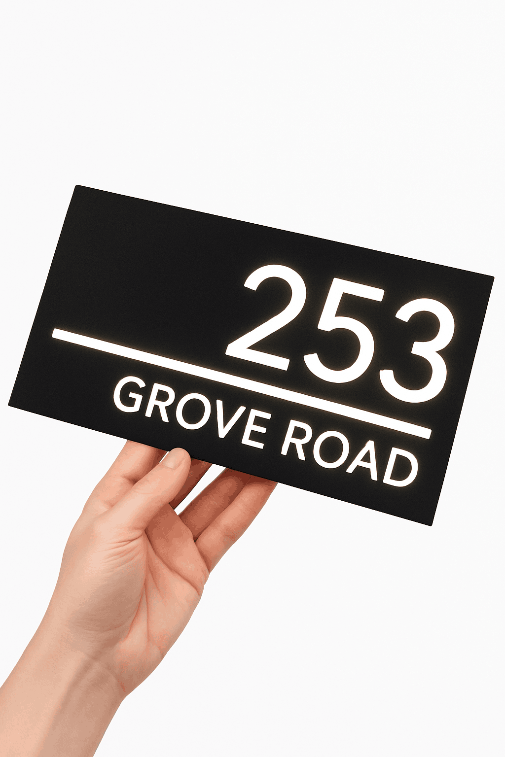 Personalized Solar LED House Number Sign for Clear Night Visibility-3-Color / 28x15cm(11x5.9in)