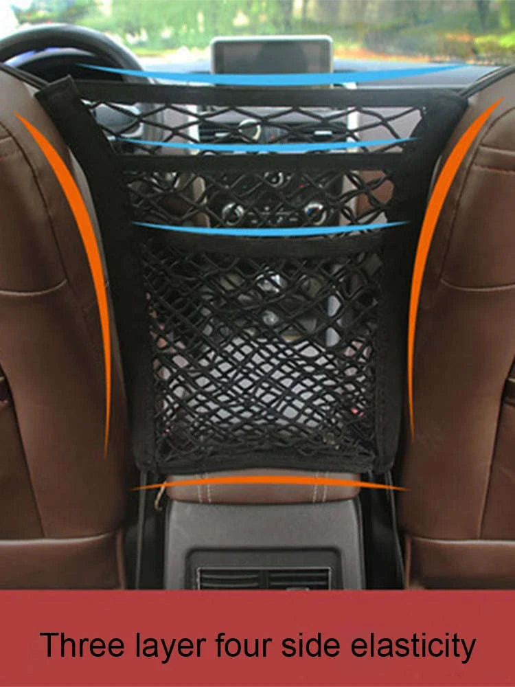 Pet Car Barrier with Safety Mesh Storage Bag-Black