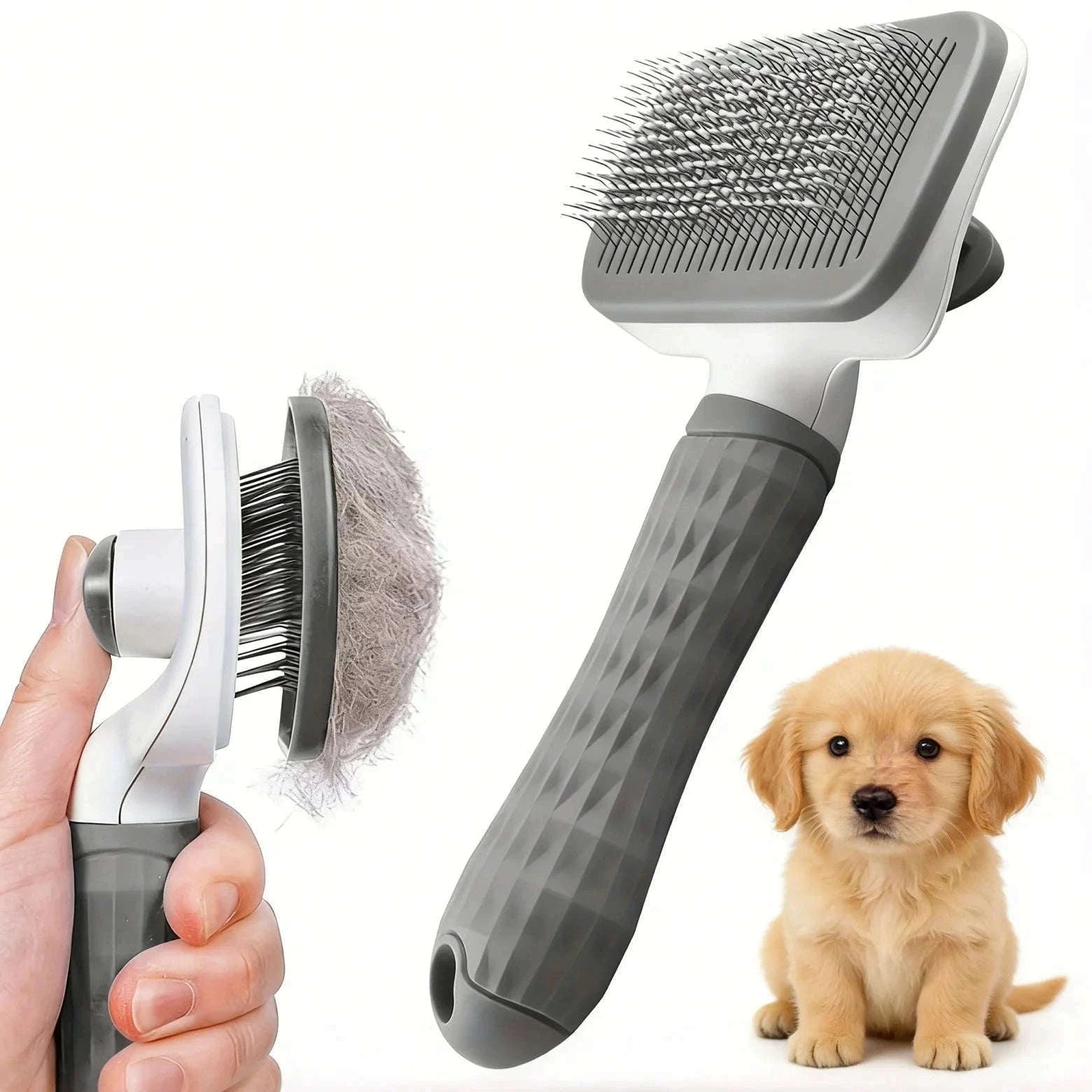 Pet Grooming Brush with One-Click Hair Removal for Dogs & Cats-United States
