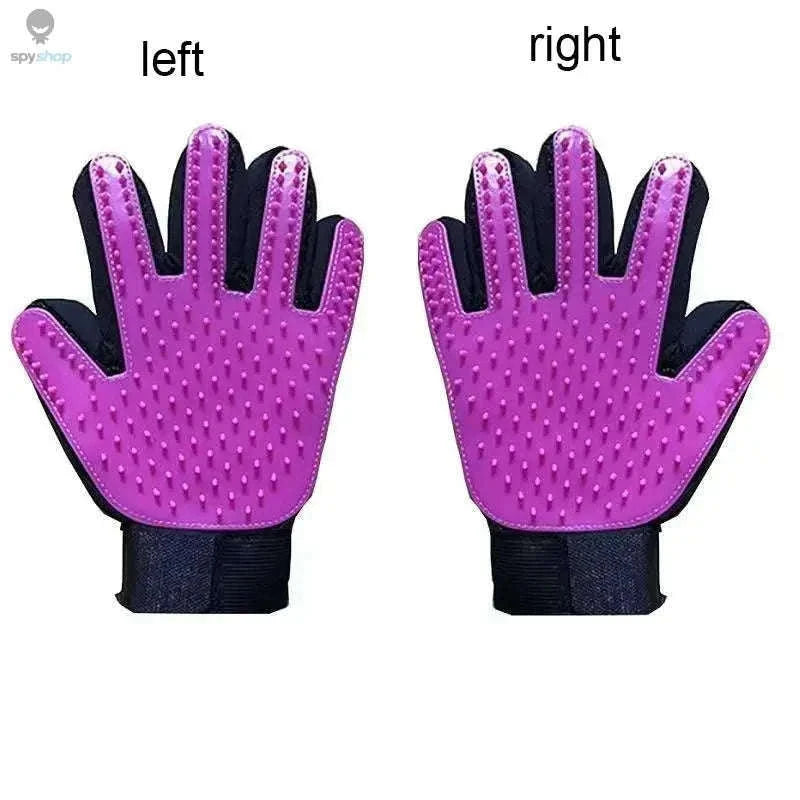 Pet Hair Glove Comb for Gentle Shedding Control-red left right