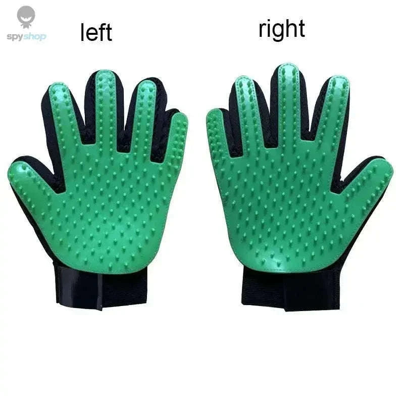 Pet Hair Glove Comb for Gentle Shedding Control-red left right