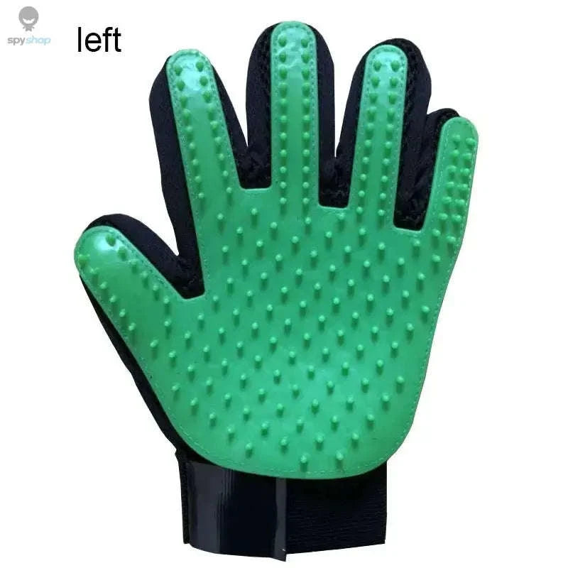 Pet Hair Glove Comb – Gentle Grooming Mitt for Easy Shedding Control-red left right