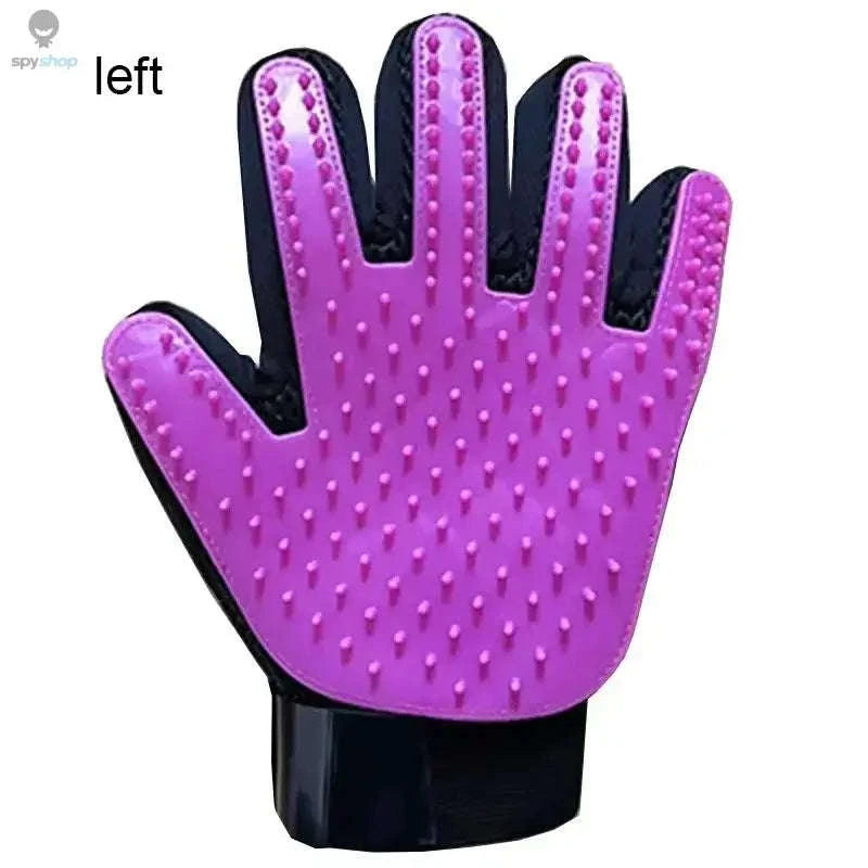 Pet Hair Glove Comb – Gentle Grooming Mitt for Easy Shedding Control-red left right