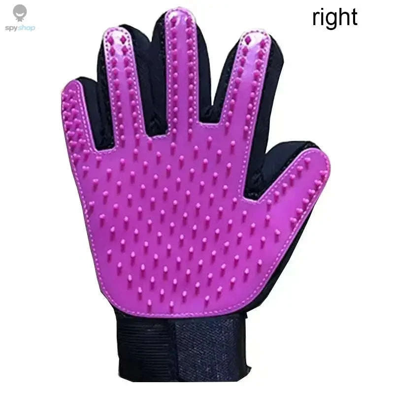 Pet Hair Glove Comb – Gentle Grooming Mitt for Easy Shedding Control-red left right