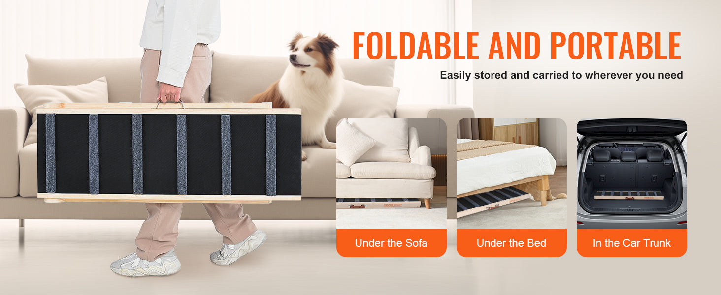 Rampa para perros SucceBuy, plegable, antideslizante, alta, ajustable, de madera, rampa para mascotas, eliminable, para perros pequeños y mayores, escaleras para sofá, automóvil, cama.