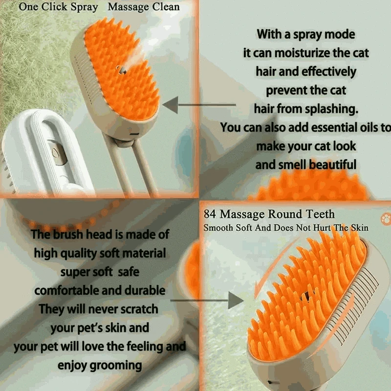 Pet Spray Hair Comb with Steam Mist Grooming Brush-Upgrade Green