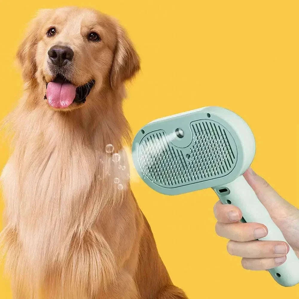 Pet Spray Hair Comb with Steam Mist Grooming Brush-Upgrade Green