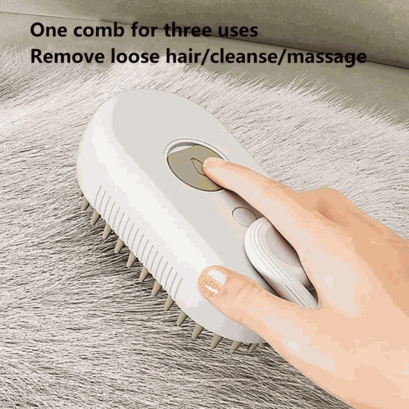 Pet Spray Hair Comb with Steam Mist Grooming Brush-White handle