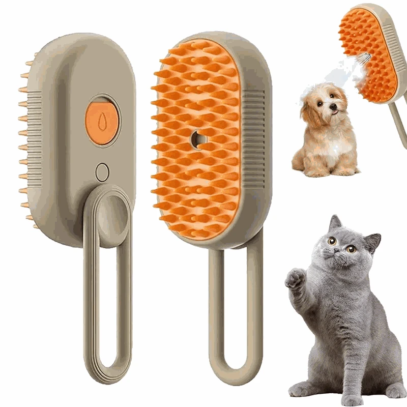 Pet Spray Hair Comb with Steam Mist Grooming Brush-White handle