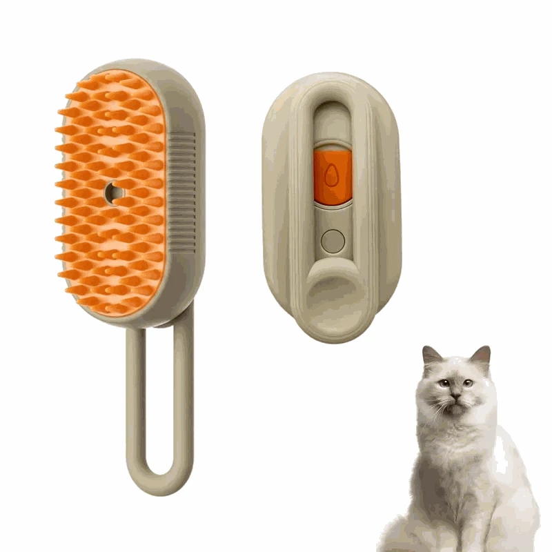Pet Spray Hair Comb with Steam Mist Grooming Brush-White handle