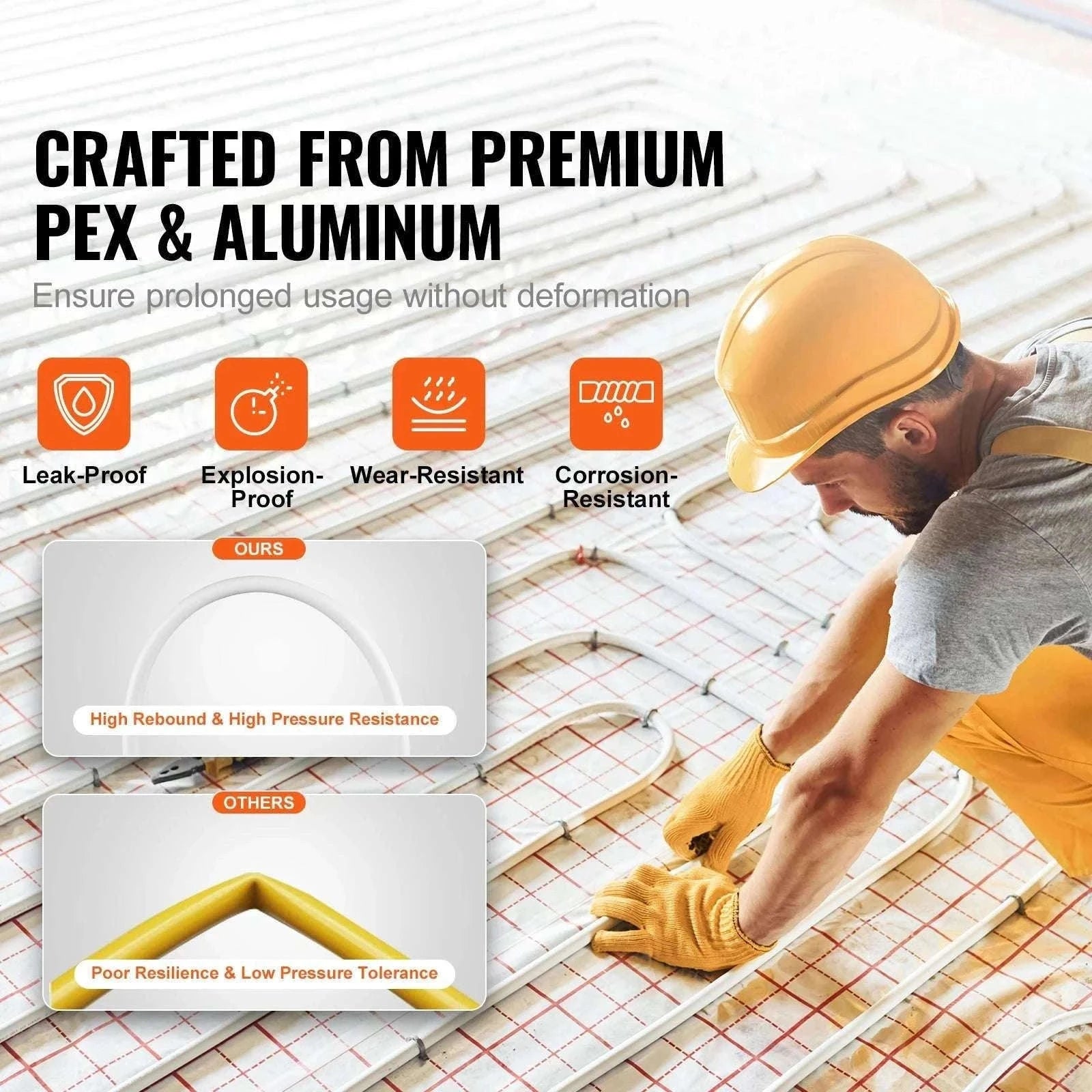 PEX-AL-PEX Radiant Floor Pipe 656ft 5/8" Heating & Plumbing Tube-656ft / spain