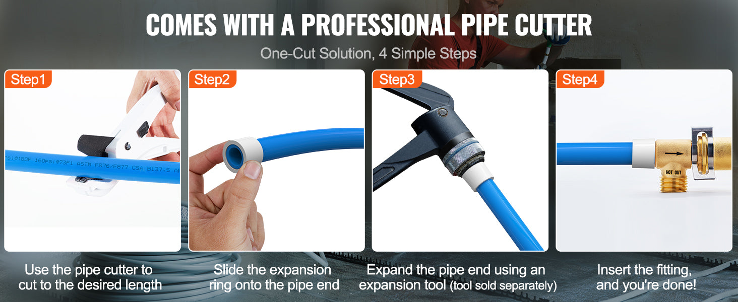 Tubería flexible PEX-A de 3/4 pulgadas, 100 pies para agua caliente y fría