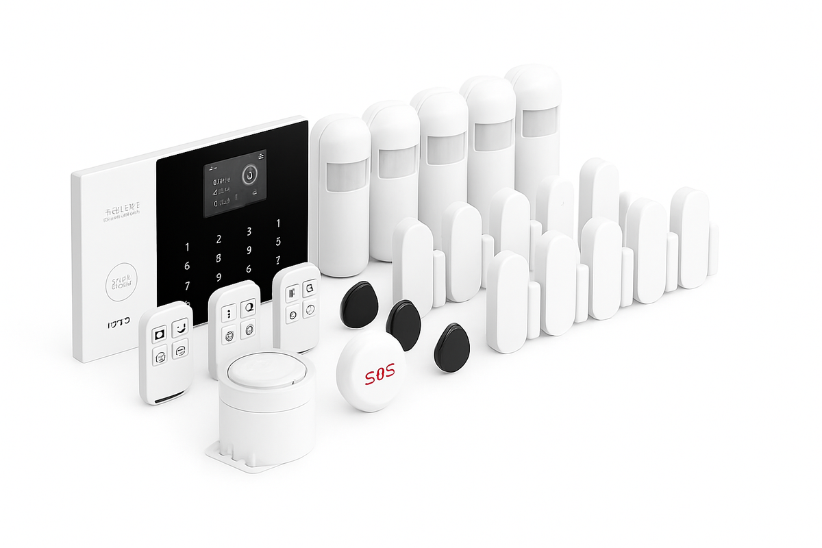 PGST 4G WiFi Smart Anti Theft Burglar Alarm Security System Kit Works with Tuya Works with Smart Life Wireless Connection Full Sensor Set Remote Control Real Time Alarm Notification Home Office Warehouse Safety Equipment Euro