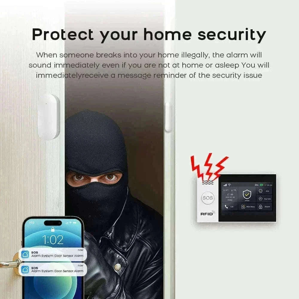 PGST WiFi 4G Tuya Smart Home Alarm System-4G WiFi Kit A / UK Plug / CHINA