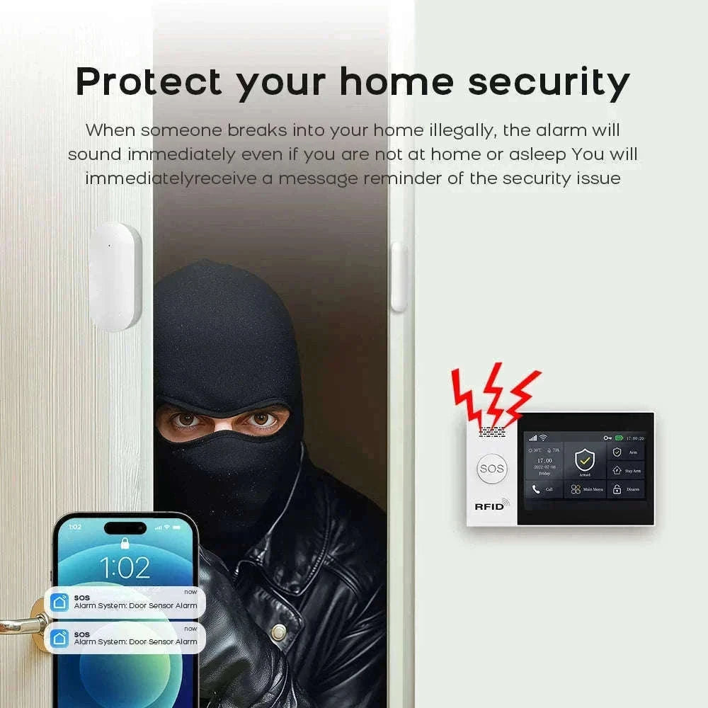 PGST WiFi 4G Tuya Smart Home Alarm System-4G WiFi Kit A / UK Plug / CHINA