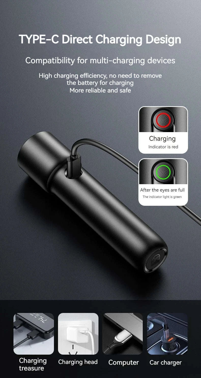 Philips EDC Portable Rechargeable LED Flashlight-BLACK / S / black|Fixed Focus|18650