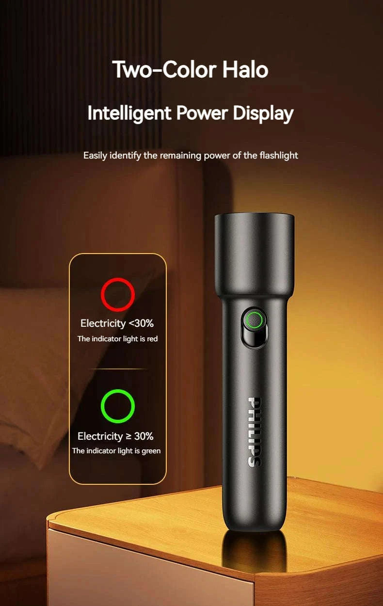 Philips EDC Portable Rechargeable LED Flashlight-BLACK / S / black|Fixed Focus|18650