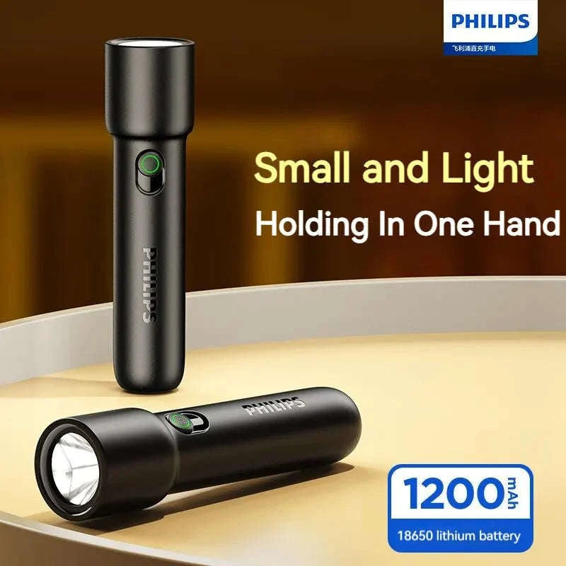 Philips EDC Portable Rechargeable LED Flashlight-BLACK / S / black|Fixed Focus|18650