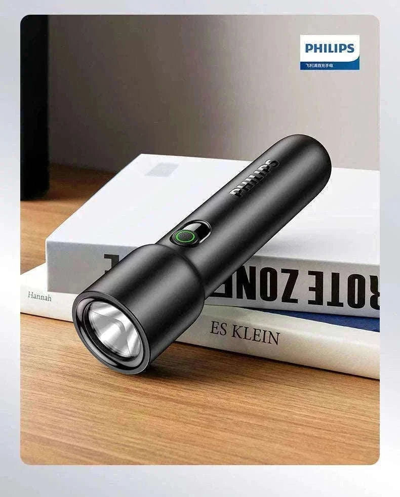 Philips EDC Rechargeable LED Flashlight for Everyday Carry-BLACK / S / black|Fixed Focus|18650