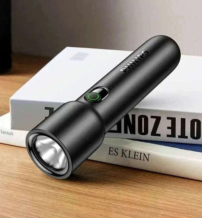 Philips EDC Rechargeable LED Flashlight for Everyday Carry-BLACK / S / black|Fixed Focus|18650