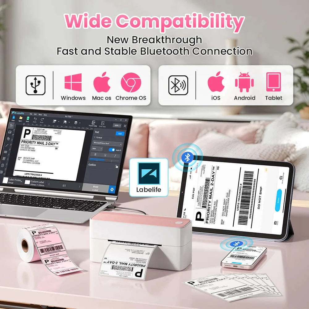 Phomemo 241 Bluetooth Thermal Label Printer for 4x6 Shipping Labels-Black 241BT / EU Plug