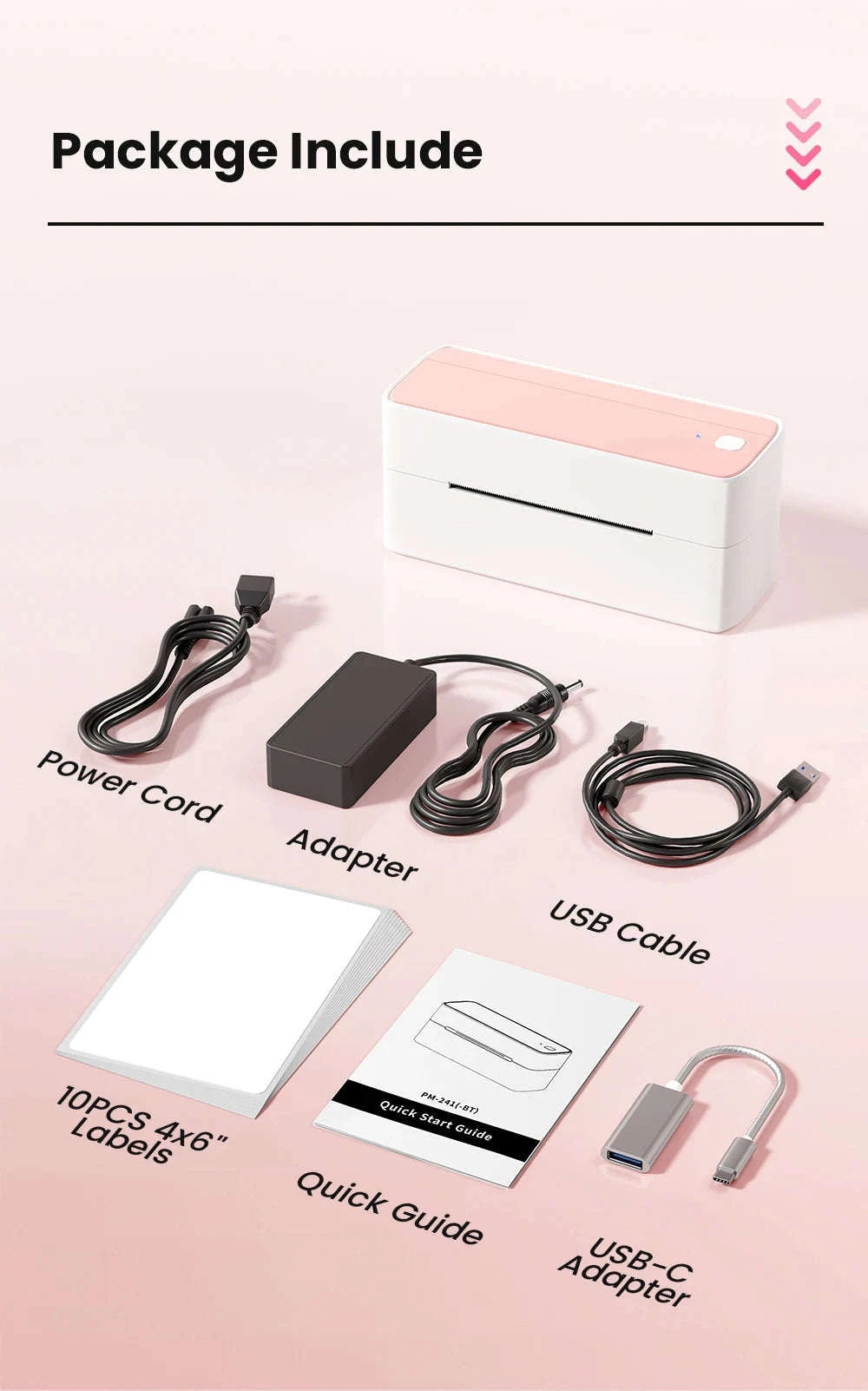 Phomemo 241 Bluetooth Thermal Label Printer for 4x6 Shipping Labels-Black 241BT / EU Plug