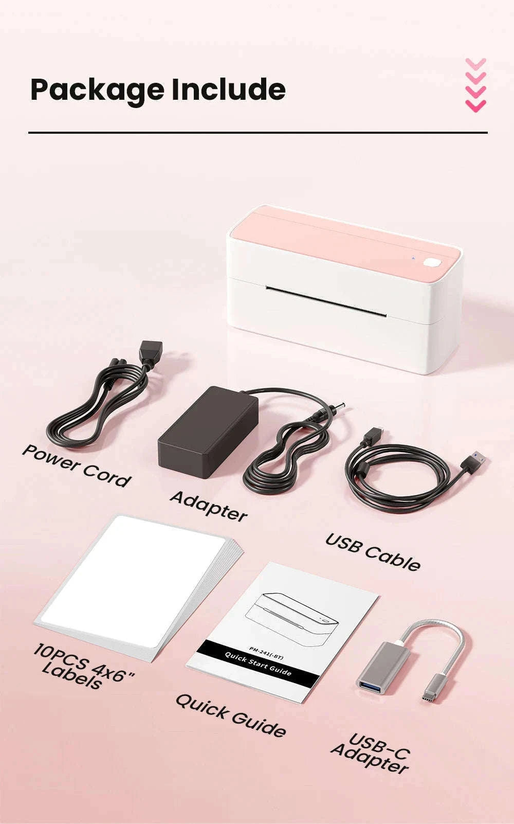 Phomemo 241 Bluetooth Thermal Shipping Label Printer 4x6-Black 241BT / EU Plug