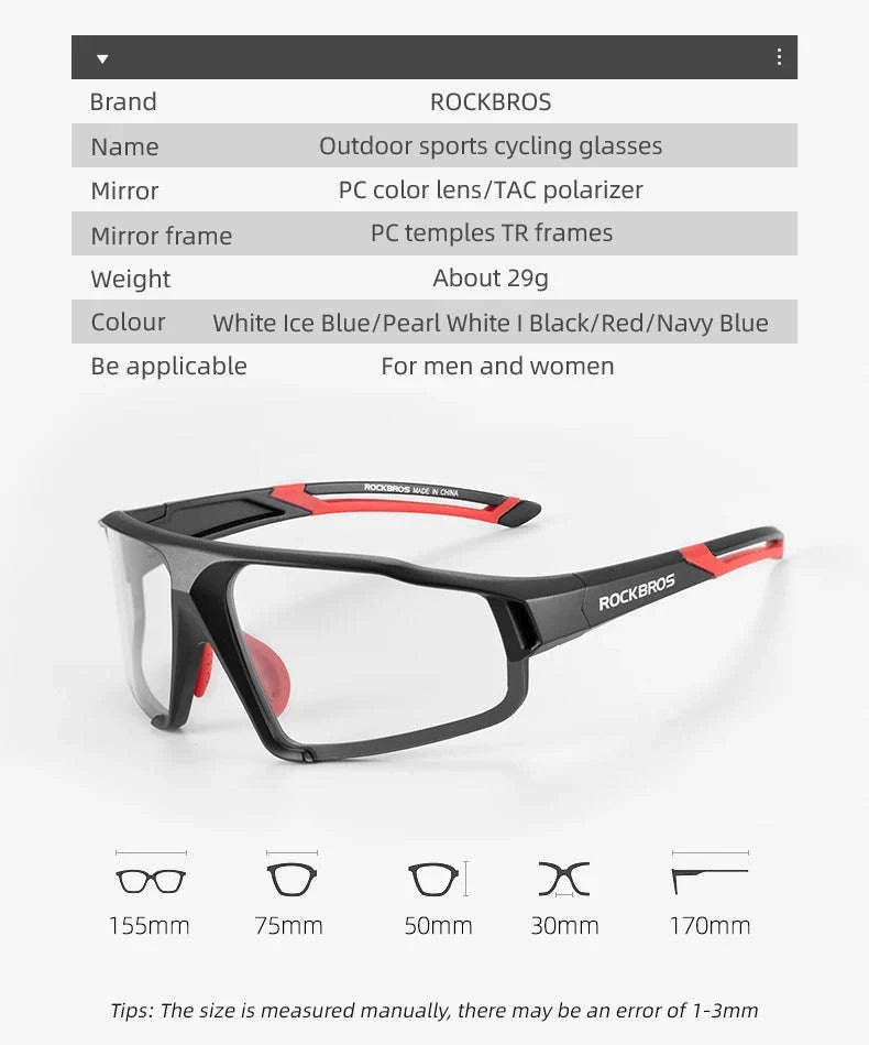 Photochromic Bike Glasses with UV400 Protection-SP216BL / Photochromic / One Size