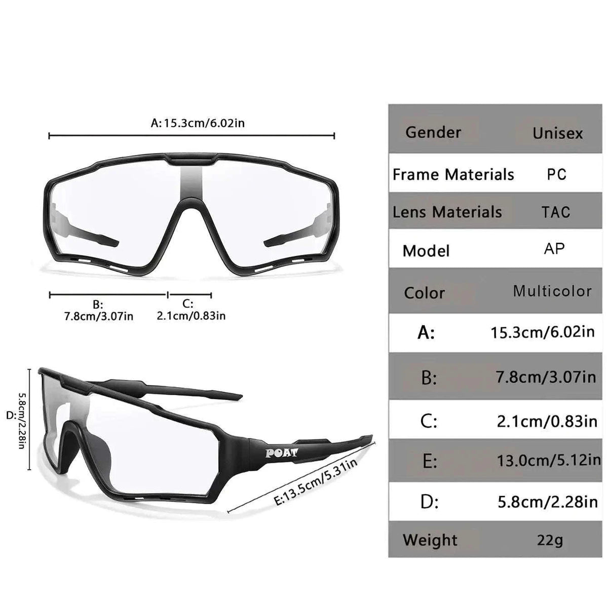 Photochromic Cycling Sunglasses for Changing Light and Clear Vision-AP2