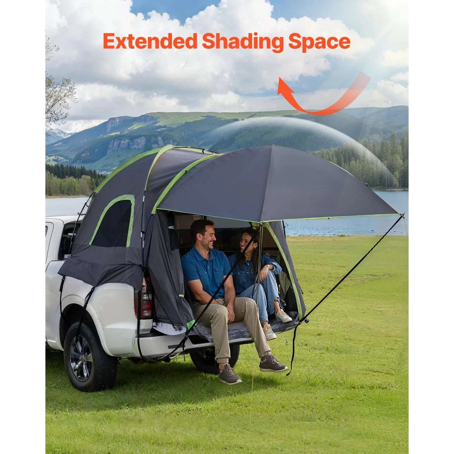 Pickup Truck Bed Tent with Awning – Waterproof 2–3 Person Camper-8.0-8.2ft / United States