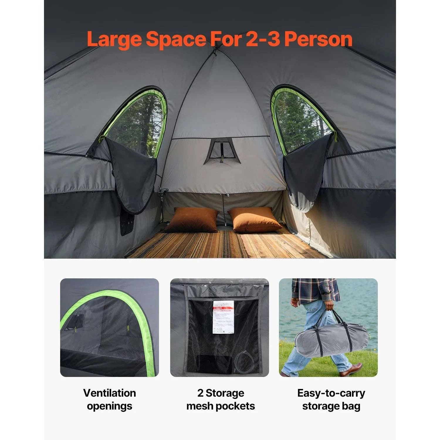 Pickup Truck Bed Tent with Awning – Waterproof 2–3 Person Camper-8.0-8.2ft / United States